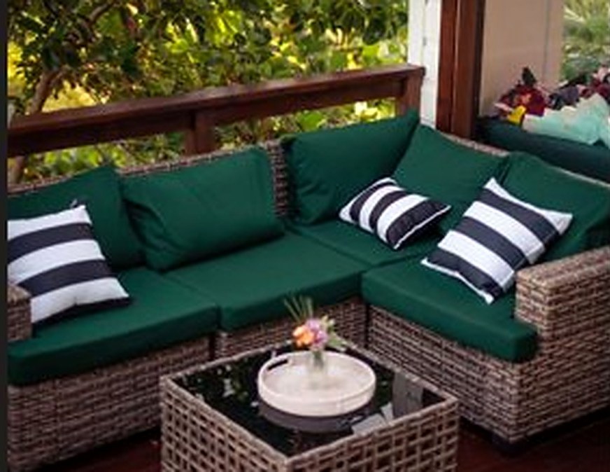 An intimate deck lounge corner — a flexible small space