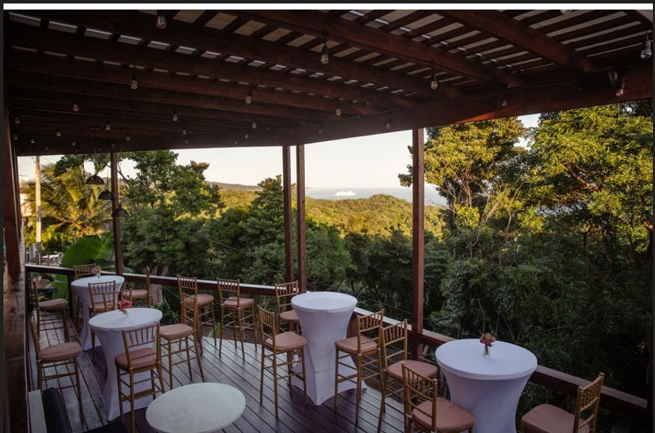 The terrace view out to the Caribbean