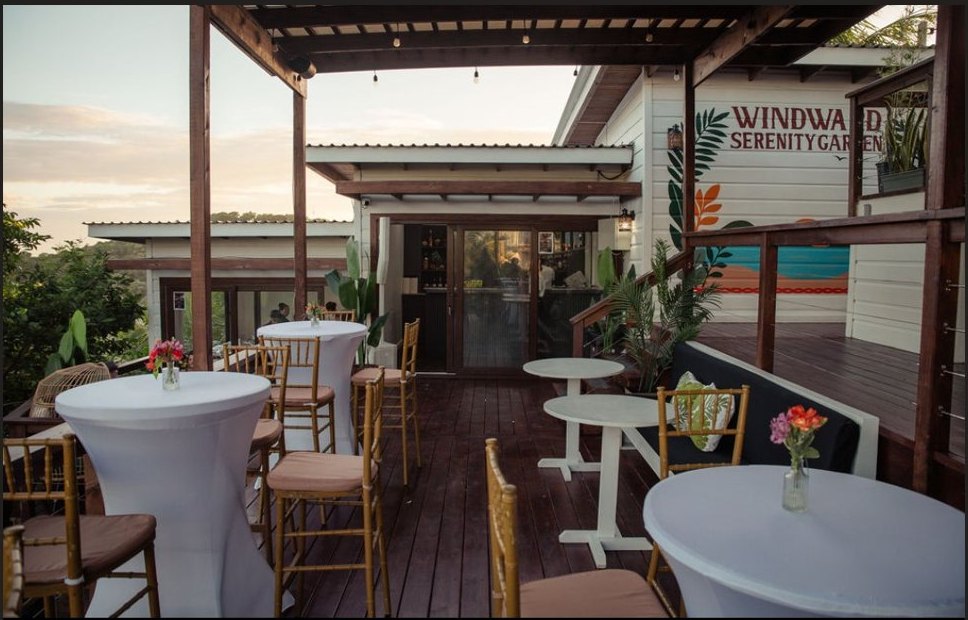 Windward Serenity Garden — upper terrace event and gathering deck